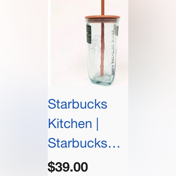 Starbucks Glass Tumbler with lid and Straw. Unique shape. - Picture 5 of 5